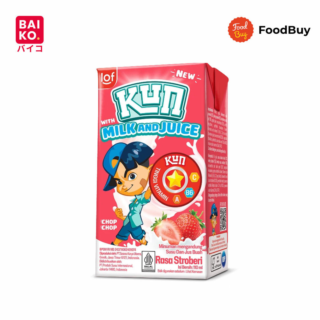 LOF KUN Minuman Susu Rasa Stroberi 110ml