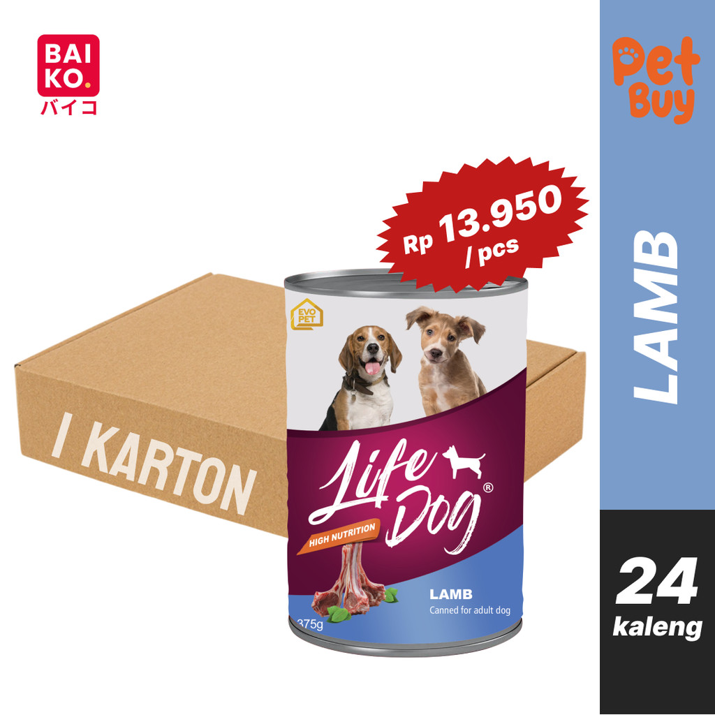 Paket 1 Karton - Life Dog Can Lamb 375 gr (24 pcs)