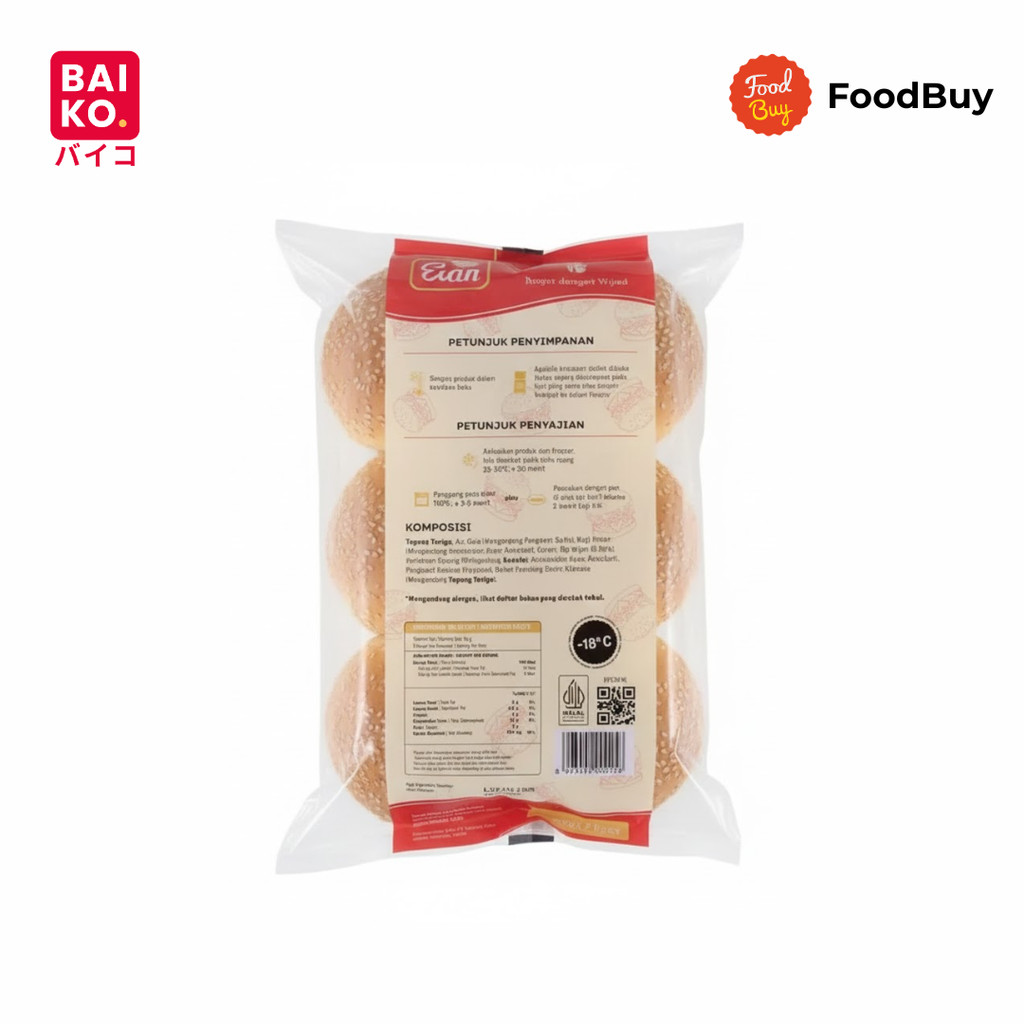 Edo Burger Bun Sesame 300gr