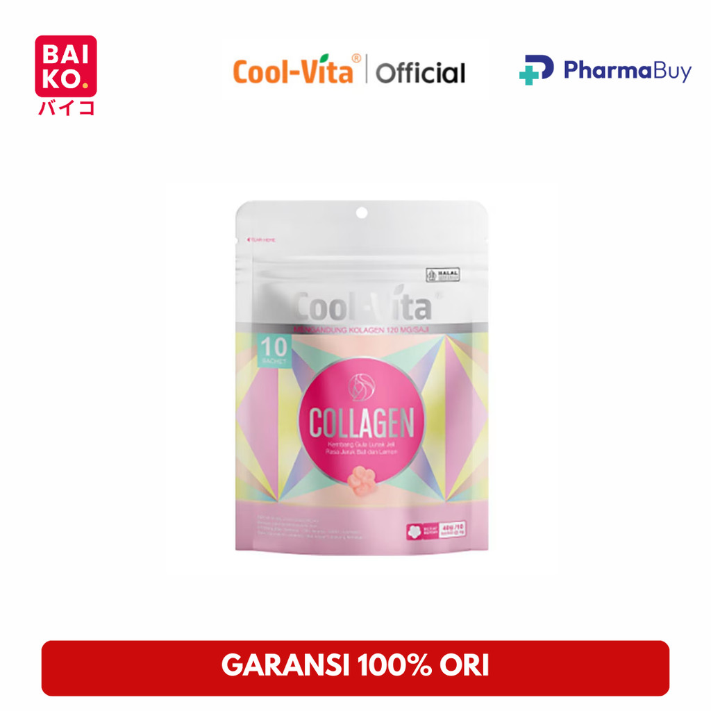 Cool-Vita Collagen Gummy 1 Pouch 40gr Rasa Jeruk Bali dan Lemon Bantu Jaga Kesehatan Kulit, Kuku, dan Rambut BPOM & HALAL