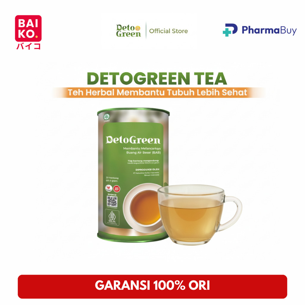 Detogreen Teh Detox Green Tea Untuk Bantu Diet, Peluntur Lemak dan Keluarkan Racun Tubuh BPOM HALAL