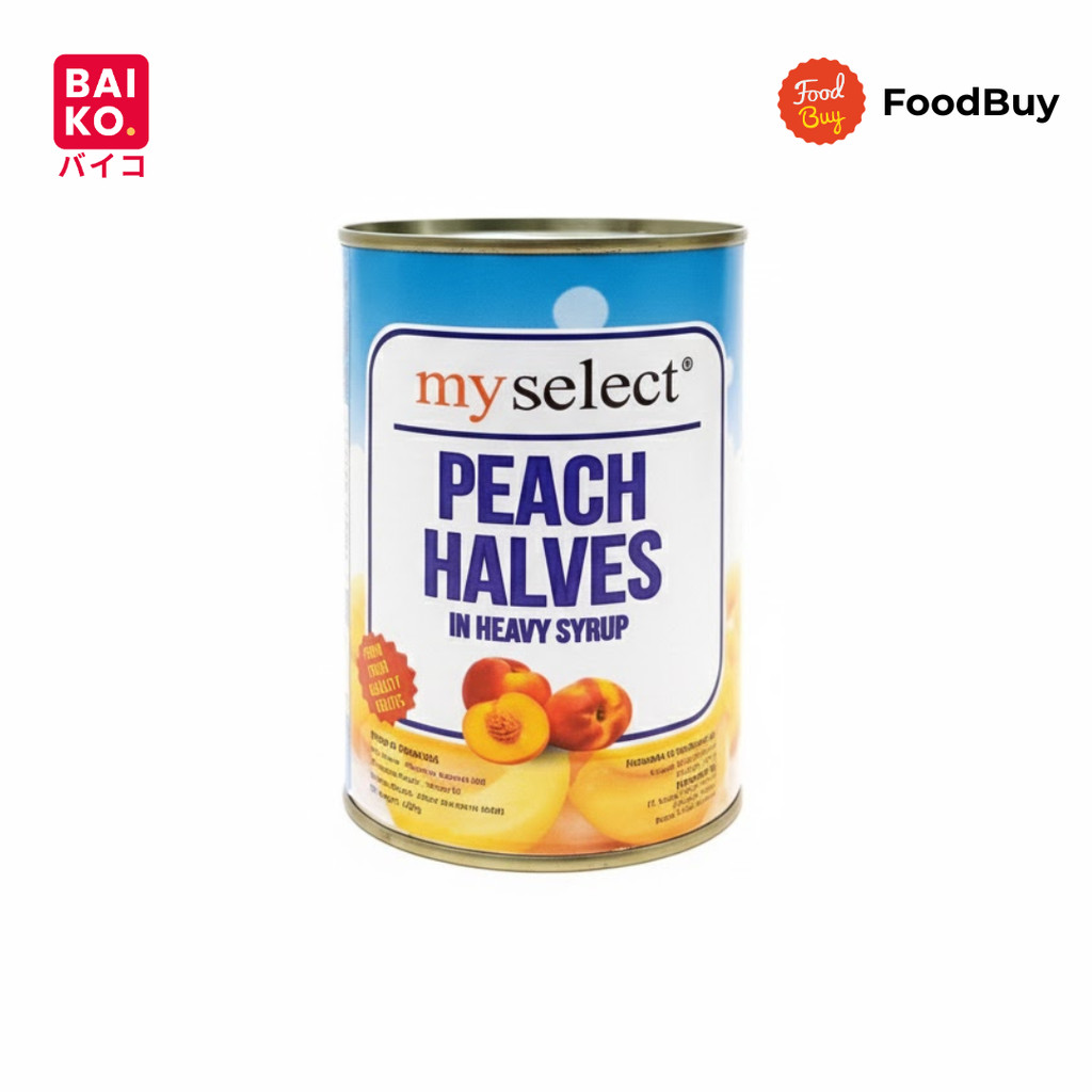 Myselect Peach Syrup buah Persik Can 425 gr