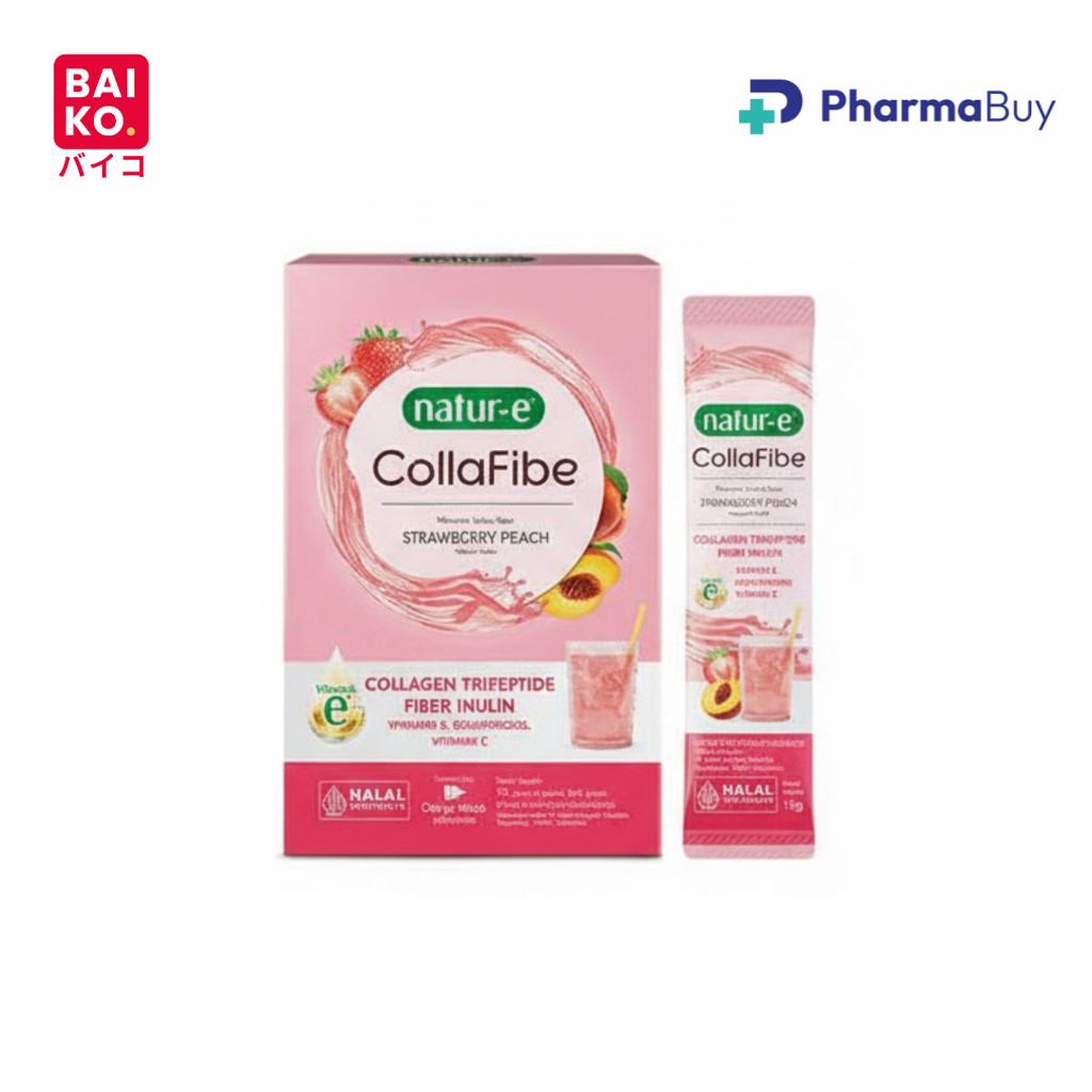 [1 Box - 6 Sachet] Suplemen Kolagen Natur-E CollaFibe Collagen 1000mg Vitamin E Fiber Inulin - Glow Up Harian, Lancarkan Pencernaan - 100% ORI BPOM Halal
