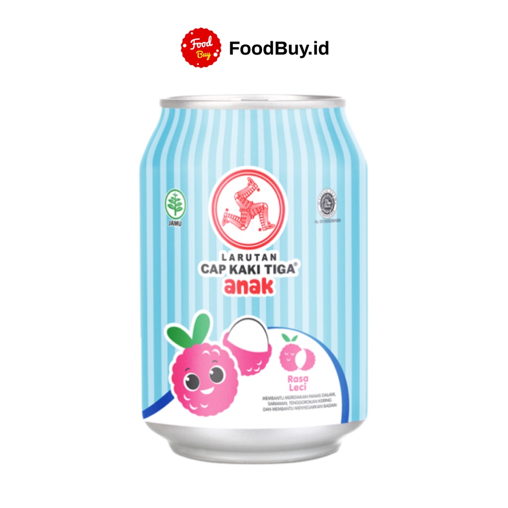 Larutan Cap Kaki Tiga Anak Rasa Leci Can 250 ml