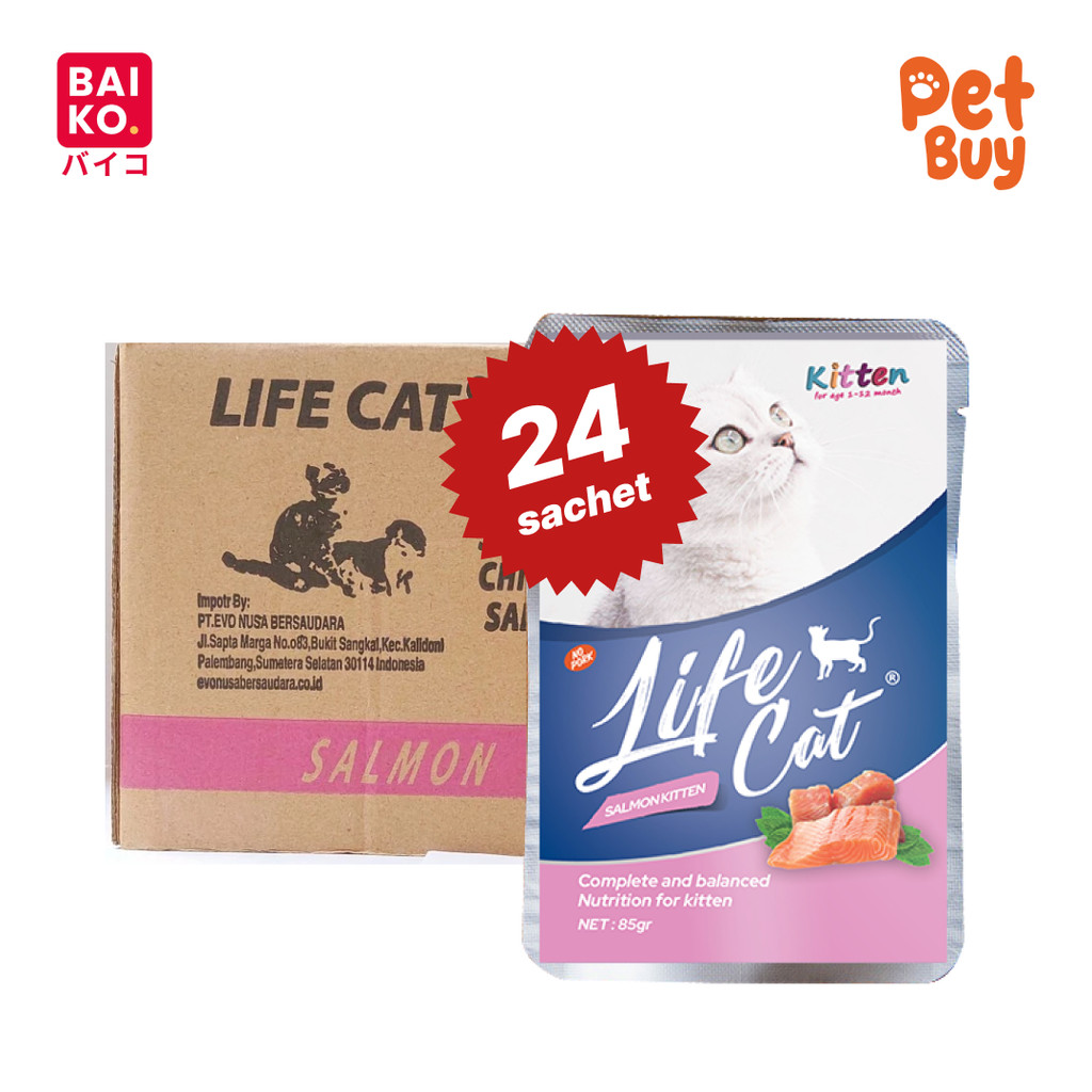 Paket 1 Dus - Life Cat Pouch Salmon Kitten 85 gr (24 pcs)