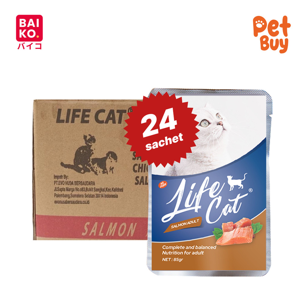 Paket 1 Dus - Life Cat Pouch Salmon Adult 85 gr (24 pcs)