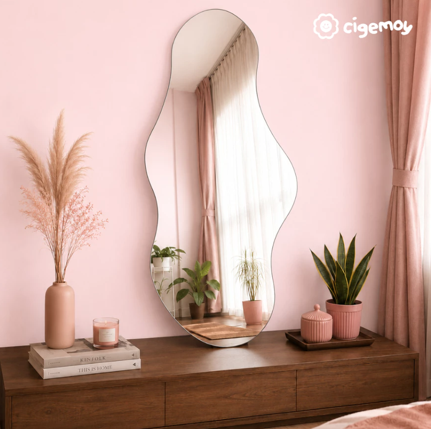 Cigemoy Cermin Dinding Melt Frameless Tinggi 100cm (Free Packing Kayu)