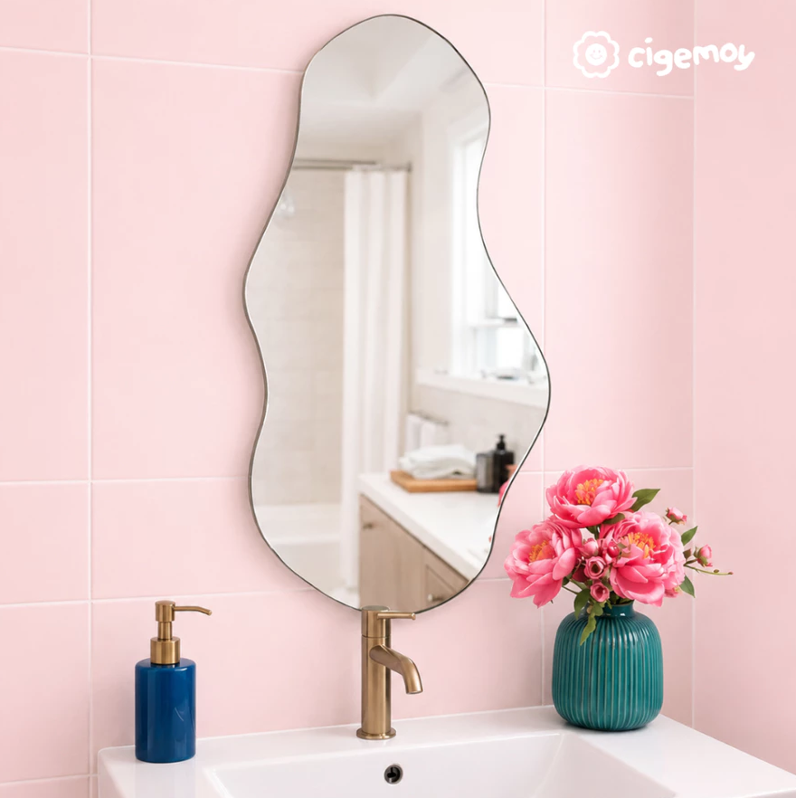 Cigemoy Cermin Dinding Melt Frameless (Free Packing Kayu)