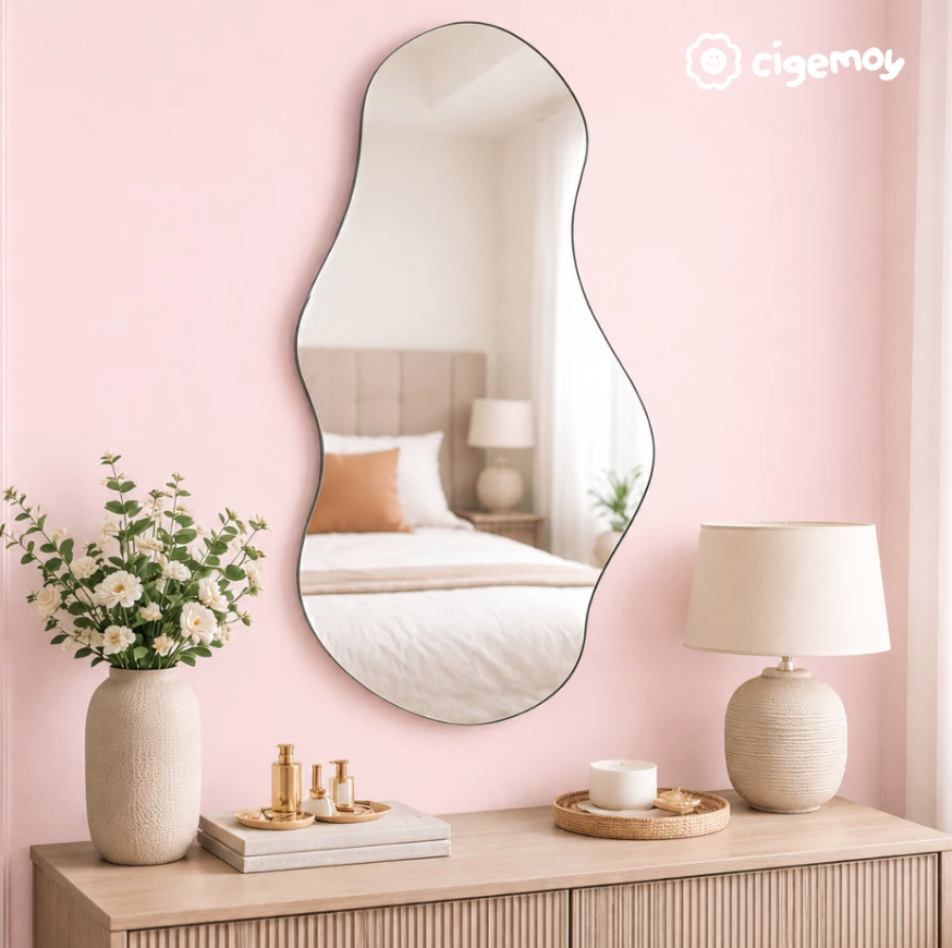 Cigemoy Cermin Dinding Melt Frameless (Free Packing Kayu)